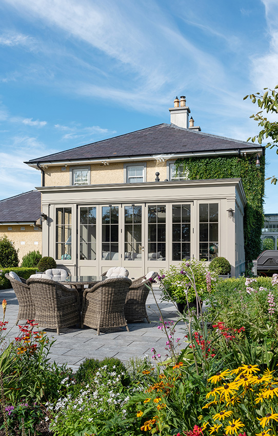 Exterior of an orangery in summer