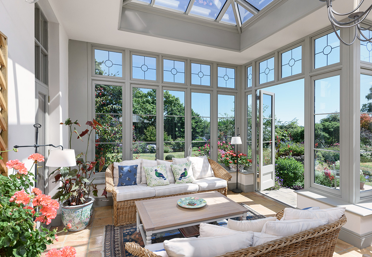 Interior of orangery in summer