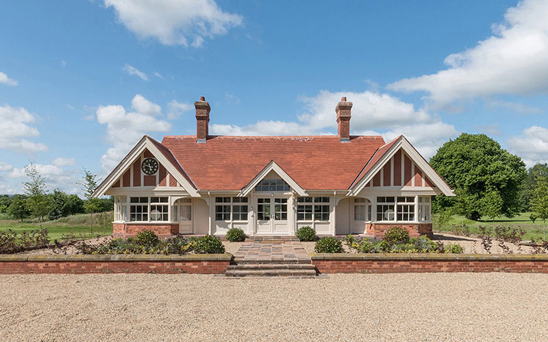 Exterior of a converted cricket pavillion at golf course